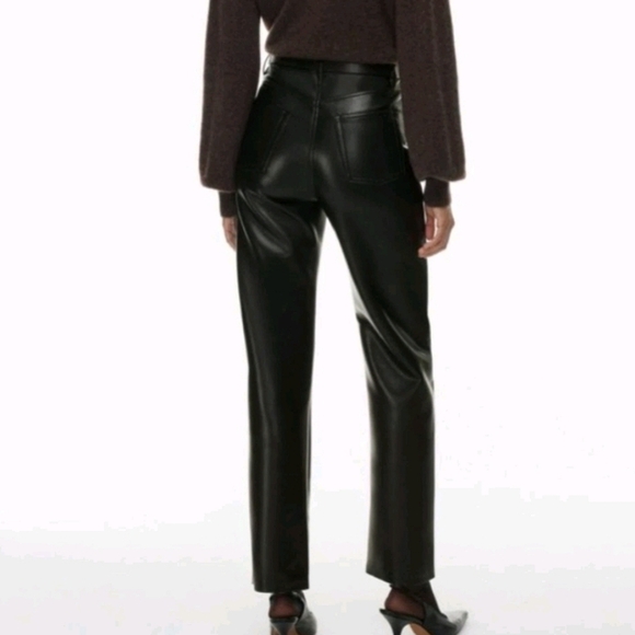 Aritzia Wilfred Melina Black Vegan Leather Pants Dark Academia Preppy Size 8 - Picture 15 of 15
